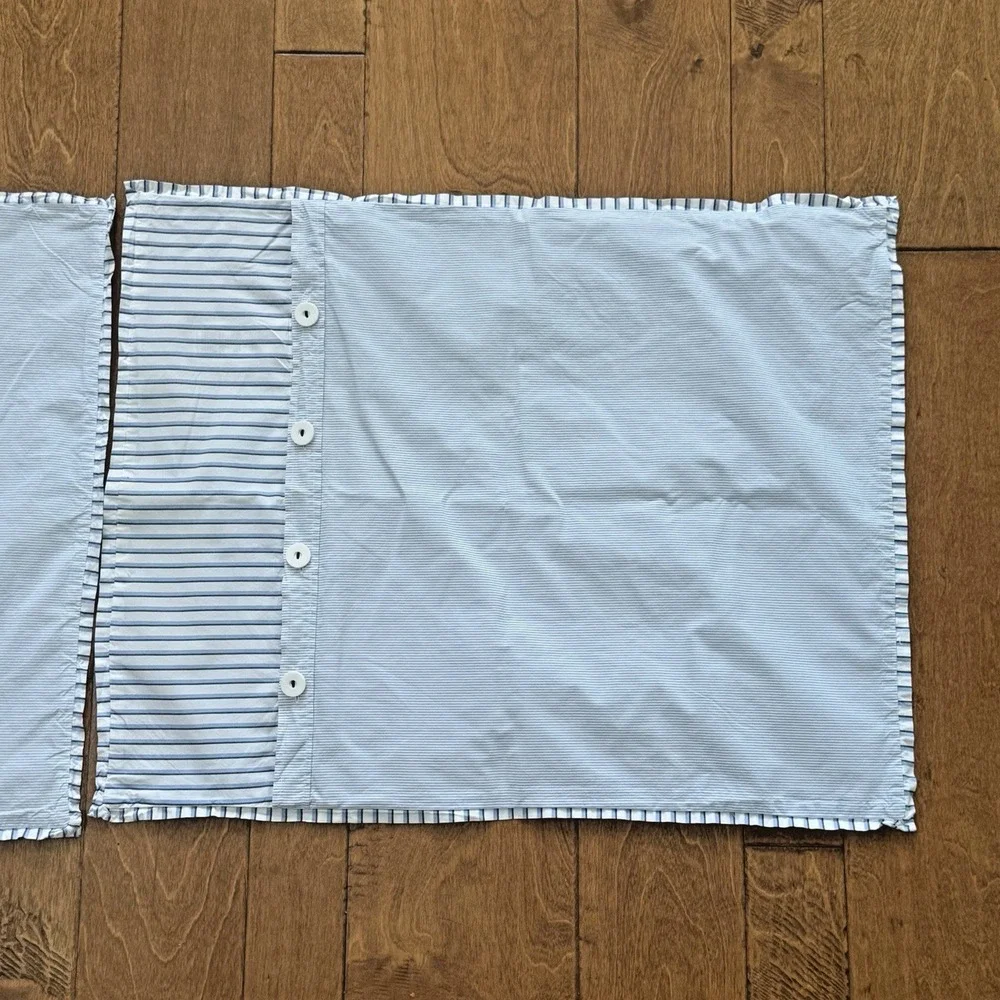 West Elm Organic Cotton Stripe Duvet Cover Full Queen Kyoto Blue + 2 Shams